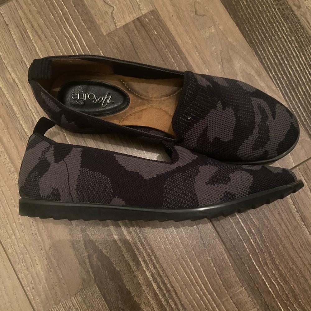 Black And Grey Camo Comfortable Flats